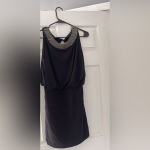 Black dress with jeweled neckline
